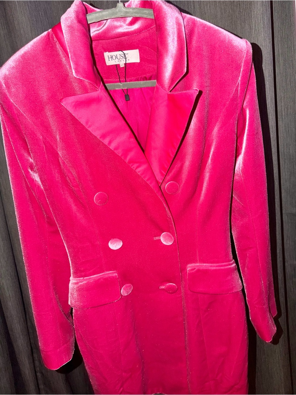 Pink Velvet Double-Breasted Coat